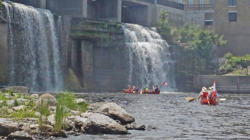Photo of canoes below Rideau Falls.  Courtesy of ONEC